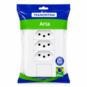 Tomada tripla 2P+T 10A Tramontina ARIA