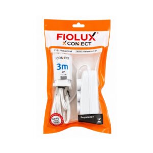 Extensão 3m Branca 2P Fiolux com 3 tomadas